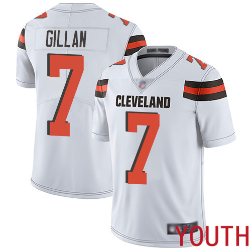 Cleveland Browns Jamie Gillan Youth White Limited Jersey #7 NFL Football Road Vapor Untouchable